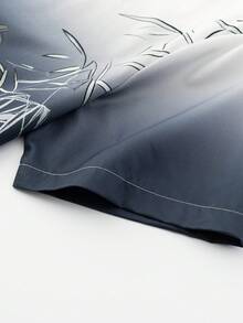 Manfinity Mode Áo sơ mi nam tay ngắn cổ bẻ cài một hàng khuy, họa tiết lá ombre, kiểu dáng thường ngày, đa năng. - trắng - Xem 6