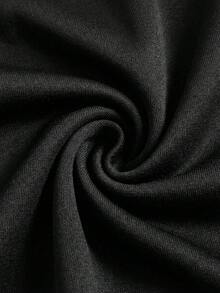 SHEIN 少女宽松休闲舒适中腰撞色抽绳运动裤，秋冬季 - 黑色 - 查看 7