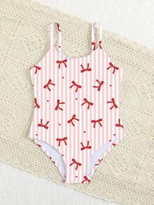 Young Girls Butterfly Print One-Piece Swimsuit - Multicolor - View 5