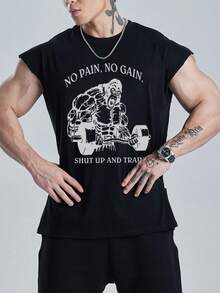 Gym Rark Men's Casual Crew Neck Gorilla Letter Print T-Shirt, Versatile For Daily Wear And Outdoor Exercise - Black - View 5