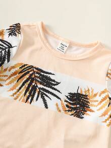 SHEIN 6pcs/Set Baby Boy Summer Casual White Beach Vacation Holiday Tropical Plant Print Colorblock Short Sleeve T-Shirt&Elastic Waist Shorts Toddler Outfit - Multicolor - View 9
