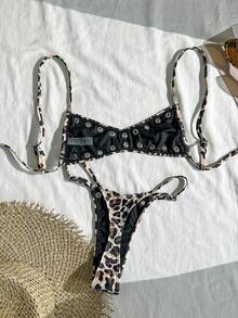 Swim Vcay 女士热带豹纹比基尼两件套，休闲度假风 - 彩色 - 查看 2