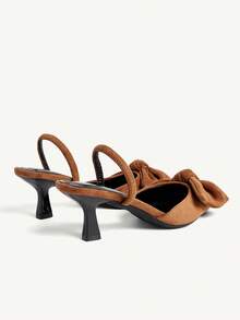 CUCCOO CHICEST Giày nữ bốn mùa kiểu nơ lớn mới, mũi nhọn, gót mỏng, cao gót, gợi cảm, thanh lịch, thời trang, chất liệu lông cừu, giày cao gót quai ngang, giày dự tiệc, hẹn hò, tiệc trà chiều, tiệc tối, tiệc cưới. - Nhung nâu - Xem 5