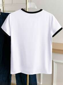 Resyla 女士极简印花短袖圆领T恤 - 白色 - 查看 2