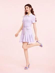 CUCCOO DOLLMOD 女士蝴蝶结装饰休闲时尚高跟拖鞋 - 紫色 - 查看 6