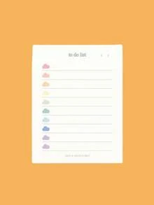 50 Pages/10 Notebooks, Korean Style Colorful Clouds, Non-Adhesive Notepad, Student Notepad, Memo Pad, Note Book - White - View 3