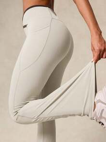 OutZeal Women Outdoor Pants Camping Hiking Tummy Control Quick-Drying Crossover-Waistband Flared Bottom - Brown - View 7