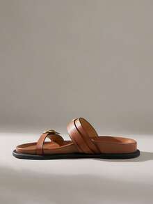 Solecia Women's Fashion Brown Comfortable Flat Beach Sandals For Christmas