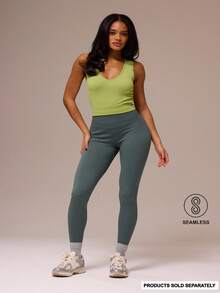 Musera Sport Quần legging thể thao không đường may, cạp cao, ôm sát, thích hợp cho tập gym, tập luyện thường ngày, Sonder - màu xanh lá - Xem 4