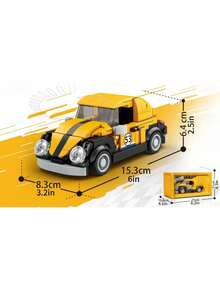Yellow Classic Car Building Blocks (314PCS) With Container Storage Box - Operable Parts Kit For Enthusiasts - Multicolor - View 6
