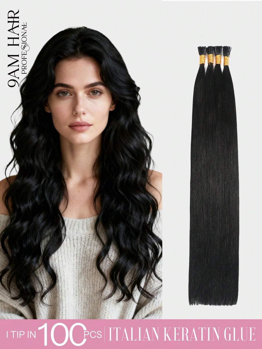 22inch 100PCS I Tips Hair Extensions Real Human Hair Easy To Style Long Straight Itip Human Hair Extensions Add Length Pre Bonded Extensions Remy Hair For Women - Multicolor - View 1