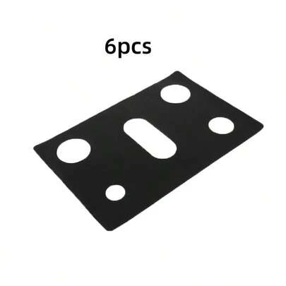 6pcs Black Five-Hole Gas Stove Oil Drain Mat/Gas Stove Cover/Oil-Proof Cleaning Mat