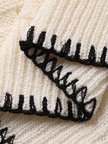 DAZY 女士标语图案圆领短袖镂空休闲针织上衣 - 白色 - 查看 9