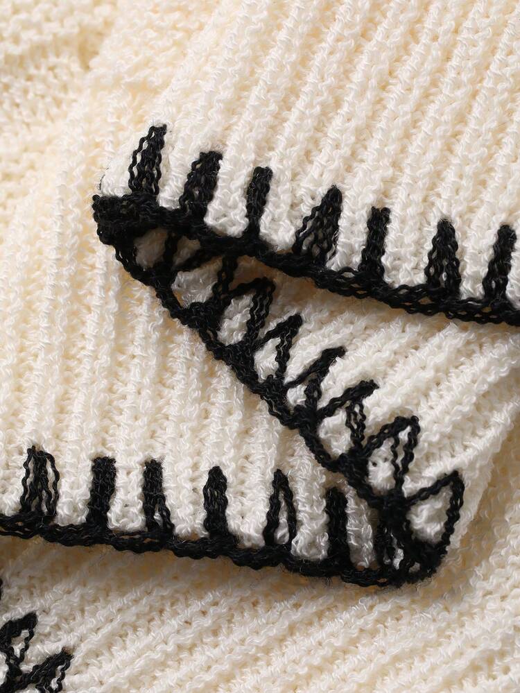 Women's Slogan Graphic Round Neck Short Sleeve Hollow Out Casual Knit Top