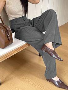 DAZY Women's Casual Solid Color Wide Leg Pants, Spring/Summer Business Casual Woman - Light Grey - View 8