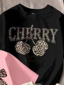 SHEIN EZwear 3件套休闲简约豹纹图案圆领短袖修身露脐女式T恤 - 彩色 - 查看 4