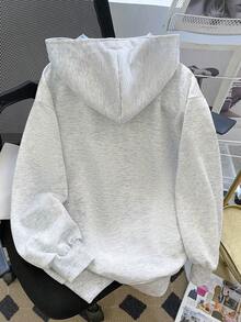 Resyla Women's Cartoon Print Drop Shoulder Long Sleeve Zip Front Sweatshirt