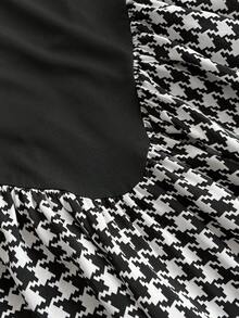 Maweii 大码无袖千鸟格复古浪漫法式连衣裙 - 黑色 - 查看 4