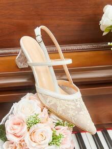 CUCCOO HITCHD Women's Pointed Toe Buckle Design Fashionable High Heels, Versatile For Daily Wear - Apricot - View 6