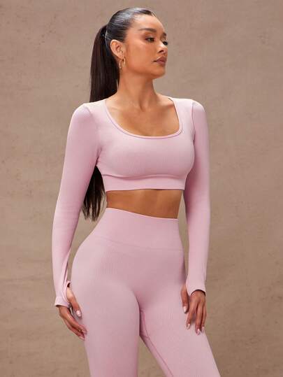 Lumalex Seamless High Stretch Thumb Holes Sports Tee & Holes Sports Tee & Leggings Fit Set Workout Women Set