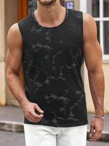 Manfinity Homme Men's Casual Sleeveless Printed Tank Top, Summer - Black - View 1