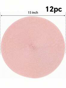 Woven Round Placemats, 4-Piece/6-Piece Set, Washable, Non-Slip Woven Placemats, 15 Inches, Suitable For Family Gatherings, Wedding Parties (Pink). - Pink - View 10