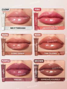 SHEGLAM Power Bouquet 唇彩-透亮閃亮有色保濕唇彩豐唇不沾唇油修復山茶花萃取唇部護理唇彩 品牌 美容 化妝 化妝品 適合女性與女孩 完美搭配冬季 Y2K 時尚 流行 生日禮物 假期 派對準備就緒 最佳顏色 - See It Through - 查看 6
