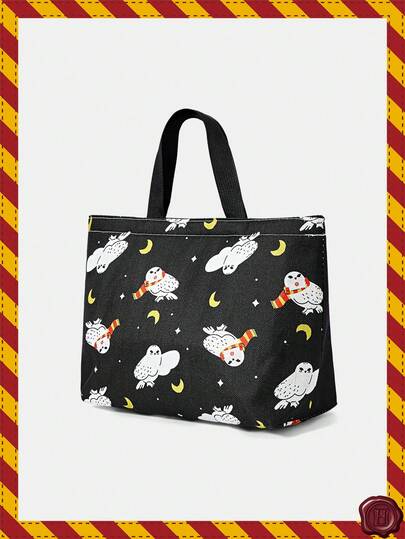 HARRY POTTER X SHEIN Ice Cream & Cartoon Pattern Insulated Lunch Box Bag For Office Workers And Students