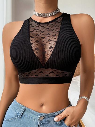 NudeFit 简约舒适性感蕾丝拼接爱心设计女士文胸