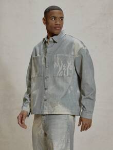 Musero Áo sơ mi dáng rộng, cổ bẻ, cài cúc toàn thân, in họa tiết, hai túi vá, chất liệu denim, kiểu dáng áo khoác ngoài, vai rớt, phối đồ đơn giản nhưng tinh tế cho mùa xuân và hè. - Nhiều màu - Xem 4