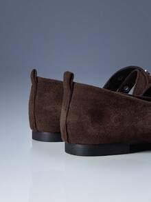 CUCCOO GRLICON Women's Bow Studded Flat Loafers - Rust Brown - View 4