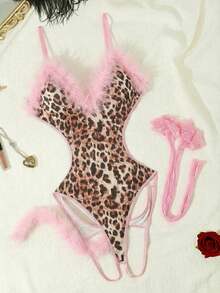 3pcs Women's Lingerie Set (Wireless, 2pcs Fishnet Stockings) - Multicolor - View 6