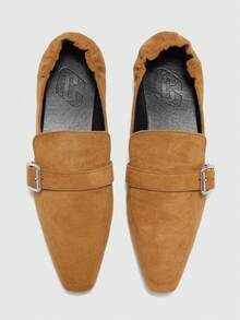 CUCCOO BIZCHIC Women's Buckle Design Casual Fashionable Flat Shoes Valentine's Day - Brown - View 2