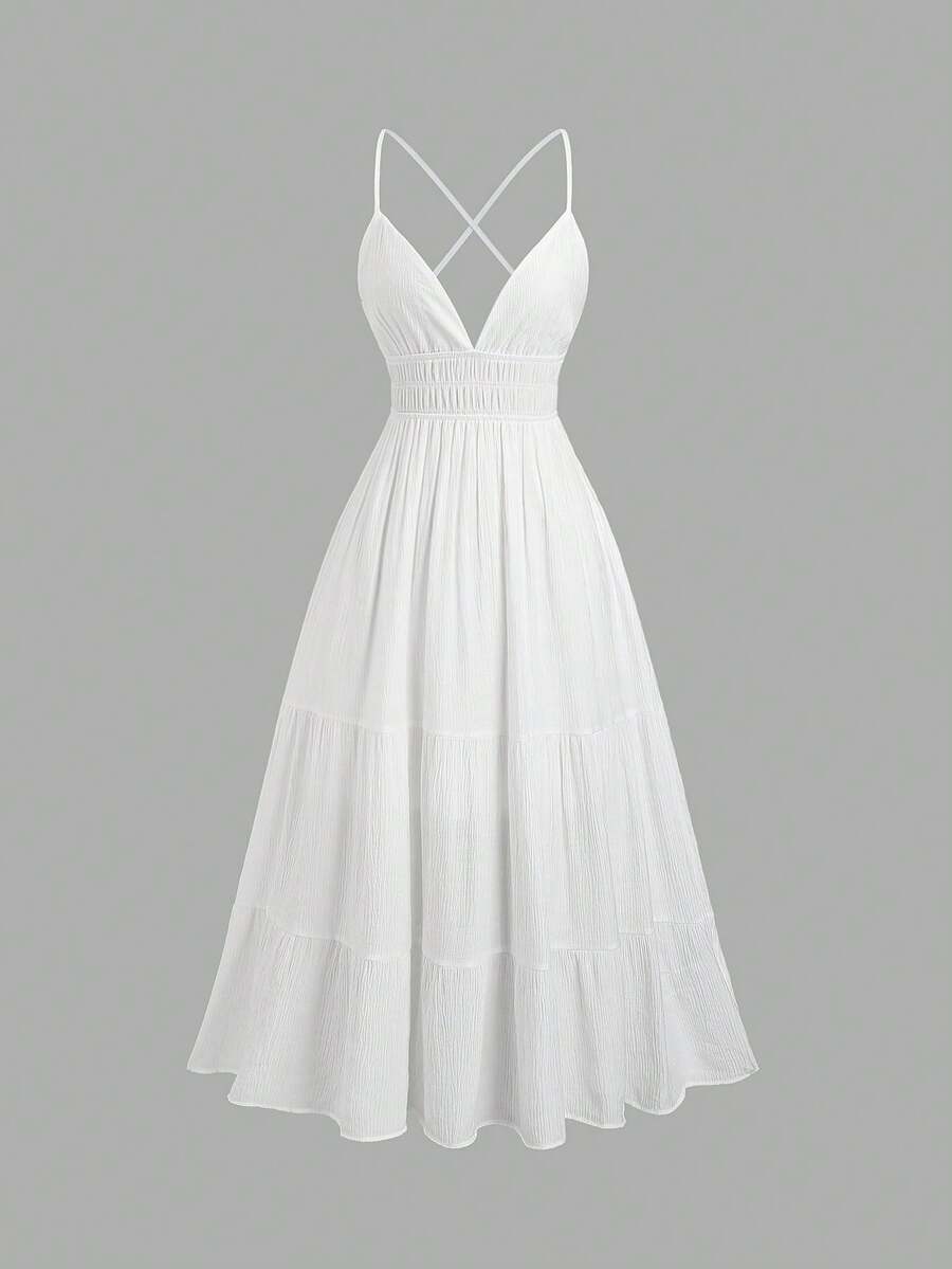 Sweetra French Design Backless Tie Strap Maxi Dress, Summer New Arrival - Black - View 1