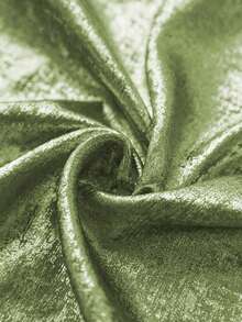 Franclia 优雅收腰交叉领长袖侧隐形拉链丝绒金色面料女士衬衫，秋冬款 - 綠色 - 查看 4