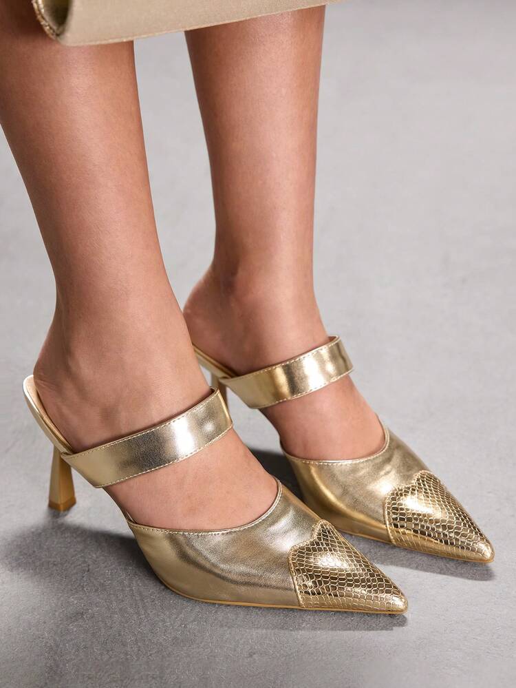 CUCCOO SZL Women's Pointed Toe Fashionable High Heel Mules Valentine's Day