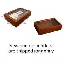 1件装复古木质柜，带玻璃门和抽屉，可用于存放化妆品和杂物，情人节礼物