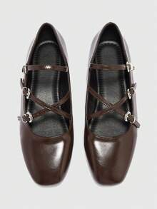 CUCCOO BIZCHIC Women's Buckle Design Casual Versatile Flat Shoes - Brown - View 2