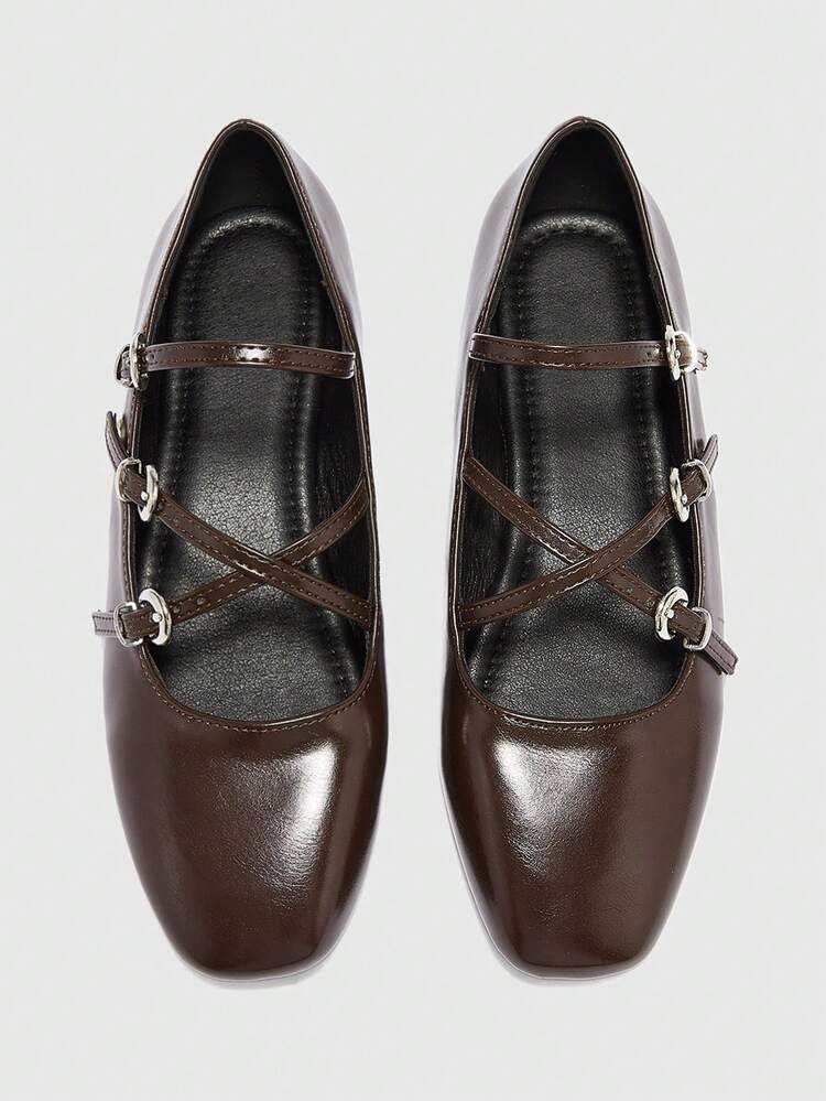 CUCCOO BIZCHIC Women's Buckle Design Casual Versatile Flat Shoes Spring Shoes