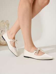 CUCCOO CHICEST Spring-Autumn New Buckle Detail Solid Color Pointed Toe Casual Comfortable Flat Shoes Spring Shoes Spring Break Easter Valentine's Day Elegant Shoes - Light apricot - View 6