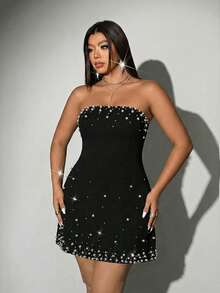 Viva Relle 大码女士性感串珠腰部A字短裙，适合派对和聚会，春夏款 - 黑色 - 查看 4