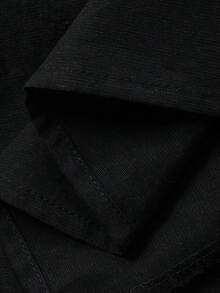 FRIFUL Women's Spring/Summer Short Sleeve Solid Color Layered Ruffle Hem Casual Loose Versatile T-Shirt - Black - View 8