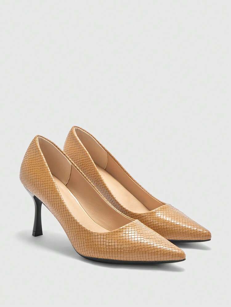 CUCCOO BIZCHIC Women's Pointed Toe Pumps - Solid Deep Brown Color, Retro French Style With Slim Heel Spring Shoes Spring Break Easter Prom Heels