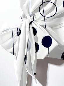 EMERY ROSE Conjunto de 2 piezas casual de blusa con lazo y pantalón de pierna recta para mujer - Multicolor - Ver 3