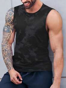 Manfinity Homme Men's Summer Casual Sports Vacation Daily Commute Tie-Dye Print Tank Top - Black - View 2