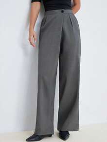Aveloria Modichic Fashionable And Versatile, With A Daily Commuting Design. A Versatile Casual Grey Commuting Style Straight-Leg Long Pants, Women's Pants. - Grey - View 4