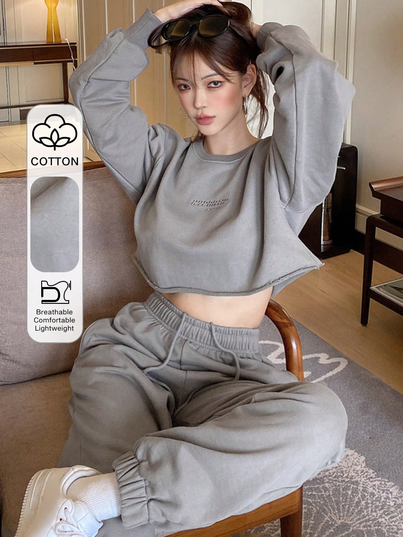 DAZY مجموعة بنطلون واسع الساق وبلوزة كاجوال للنساء...