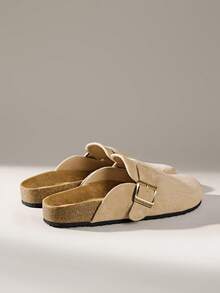 Solecia Women's Casual Slip-On Mules With Buckle Design - Apricot - View 4