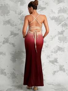 MaterniChic Vestido de tirantes ajustado con bajo de cola de pez degradado para maternidad - Rosa - Ver 12