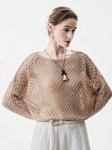 Aalyst Women's Off-Shoulder Loose Cropped Knit Sweater, Elegant Casual Daily Wear, Spring/Summer